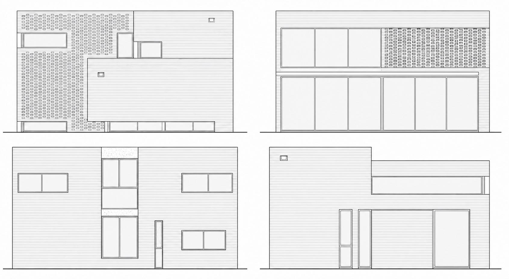 Cuatro fachadas lineales de Casa I
