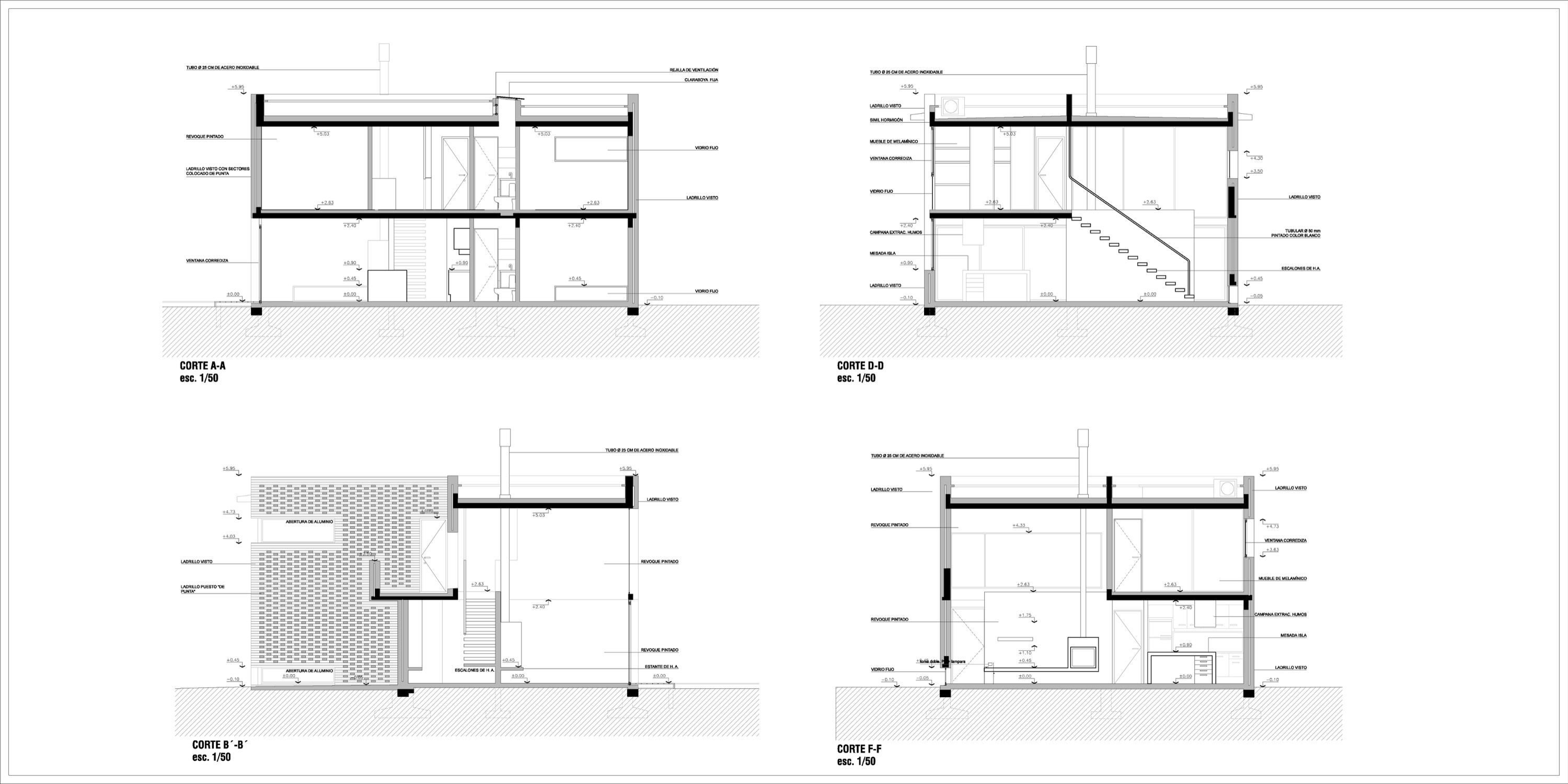 Cortes arquitectónicos de Casa I