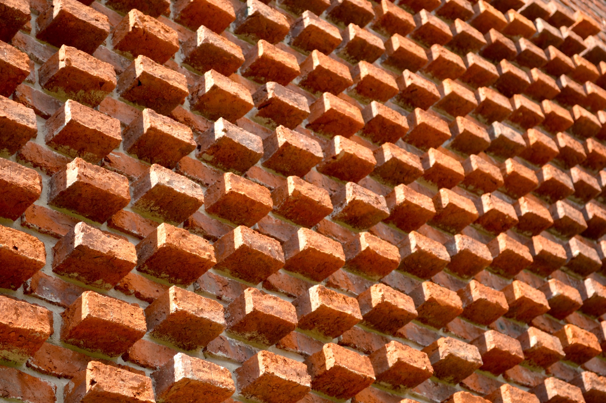 Detalle horizontal de la trama de ladrillo de Casa I
